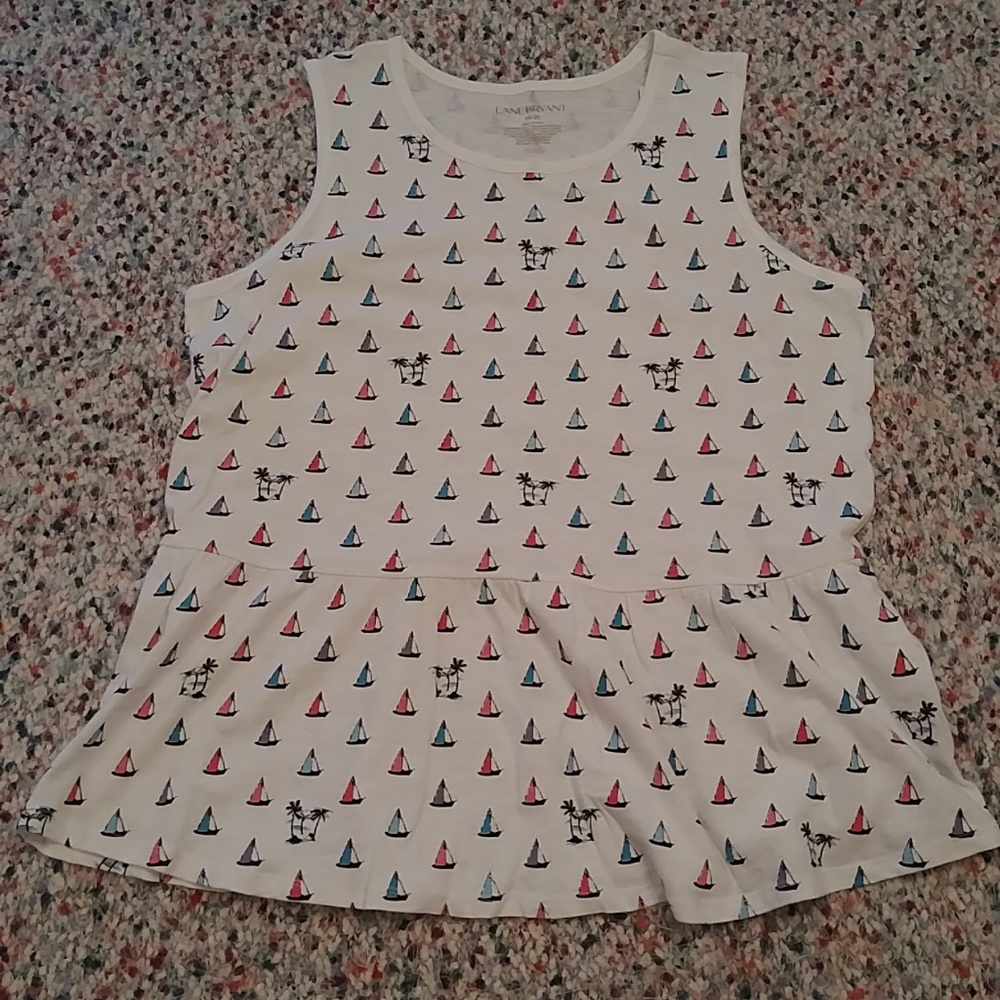 Lane Bryant Sailboat Peplum Tank-18-20